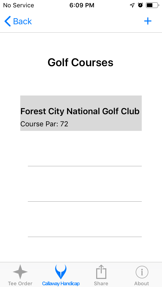 Entered Golf Course Details screenshot from Cruncher Callaway Handicap Calculator App on iPhone